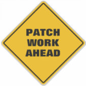 黄色いダイヤモンドの道路標識パッチが前方でおもしろい機能 シール (正面)