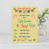 黄色いダサいクリスマススウェーター・パーティー 招待状 (スタンド正面)