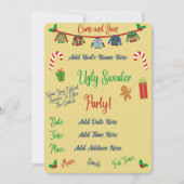黄色いダサいクリスマススウェーター・パーティー 招待状 (正面)