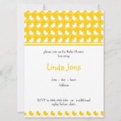 黄色いダッキーの列のベビーシャワーの招待 招待状 (正面)