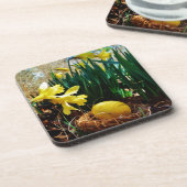 黄色いダッフォジルと黄色いイースター卵 コースター (左側)