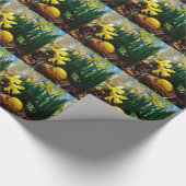 黄色いダッフォジルと黄色いイースター卵 ラッピングペーパー (角)
