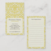 黄色いダマスク織のアポイントメントの名刺 予約カード (正面/裏面)