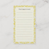 黄色いダマスク織のアポイントメントの名刺 予約カード (裏面)