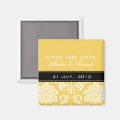 黄色いダマスク織の保存日付の磁石 マグネット (正面/裏面)