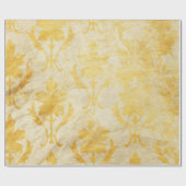 黄色いダマスク織の汚いパターン ラッピングペーパー (フラット)