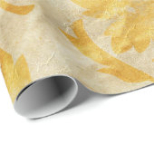 黄色いダマスク織の汚いパターン ラッピングペーパー (ロールコーナー)