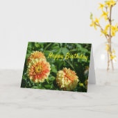 黄色いダリアが付いているハッピーバースデーカード カード (黄色い花)