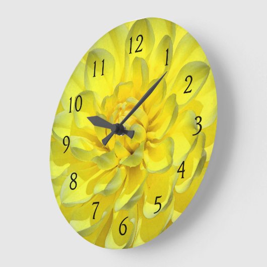 黄色いダリア ラージ壁時計 (傾斜)