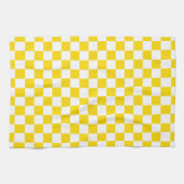 黄色いチェッカーボード キッチンタオル (横)
