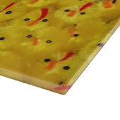 黄色いチックス柄のチキンカット板 カッティングボード (角)