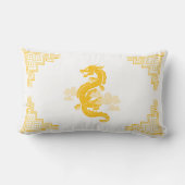 黄色いチノワセリーのドラゴンと雲 ランバークッション (裏面)