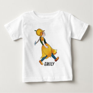 黄色いチューリップが可愛い花の女の子 フラワーファニーガール ベビーTシャツ