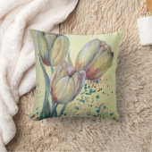 黄色いチューリップの花束3枚 クッション (ブランケット)
