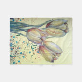 黄色いチューリップの花束3枚 フリースブランケット (正面(横))