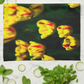 黄色いチューリップの花 キッチンタオル (折り畳み)