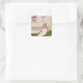 黄色いチューリップを持つリスベス スクエアシール (バッグ)