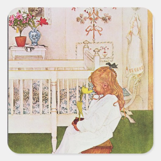 黄色いチューリップを持つリスベス スクエアシール (正面)