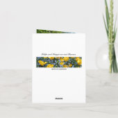 黄色いチューリップ及び忘れ私notsメッセージカード カード (裏面)