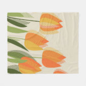 黄色いチューリップ花 フリースブランケット (正面(横))