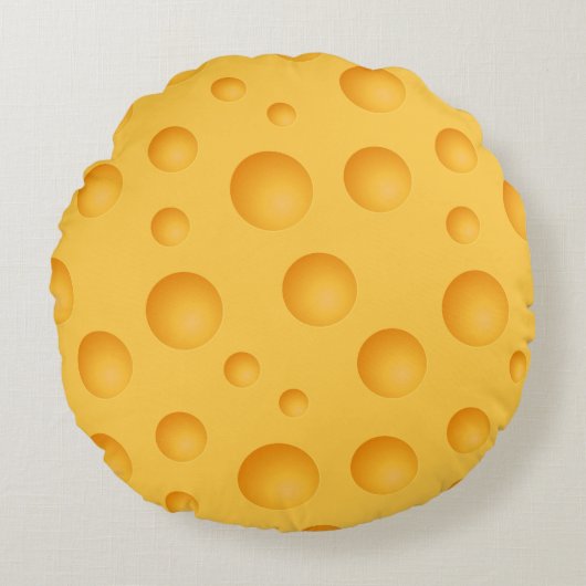 黄色いチーズパターン ラウンドクッション (正面)