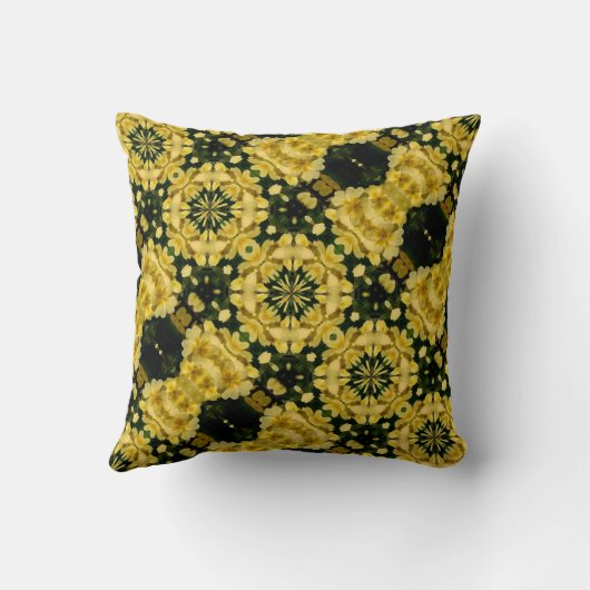 黄色いツツノギクの花抽象デザイン枕 クッション (裏面)