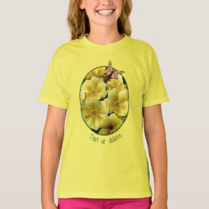 黄色いツツノリの花と蝶パーソナライズされた Tシャツ