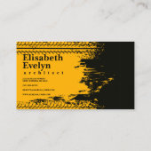 黄色いテクスチャ上のタイヤトラックプリントグランジマーク 名刺 (裏面)