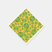 黄色いテニスボールのラケットとネット スタンダードカクテルナプキン (角)