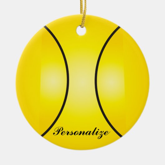 黄色いテニスボール |個人用設定 セラミックオーナメント (正面)