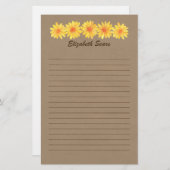 黄色いデイジーかクラフト紙の文房具 便箋 (正面/裏面)