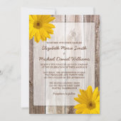 黄色いデイジーの素朴な納屋木結婚式招待状 招待状 (正面)