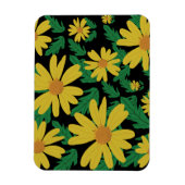 黄色いデイジーの花と葉緑の磁石 マグネット (縦)