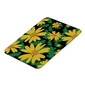 黄色いデイジーの花と葉緑の磁石 マグネット (左側)