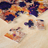 黄色いデイジーの花模様のデジタルアート ジグソーパズル (側面)