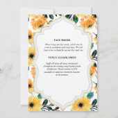 黄色いデイジー結婚の花嫁のドレスフローラ 招待状 (裏面)