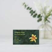 黄色いデイリリーの花（赤）、ヘメロカリス： 名刺 (スタンド正面)