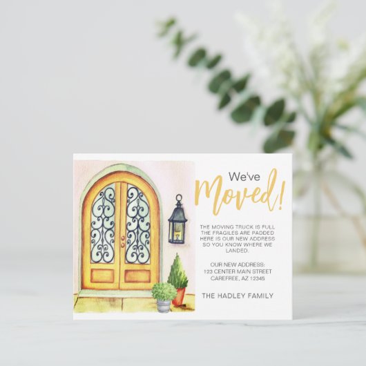 黄色いドアに移りました 案内ポストカード (スタンド正面)