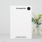 黄色いドットのボールロゴを使用したスカッシュクラブ文房具 便箋 (スタンド正面)