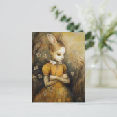 黄色いドレスを着たウサギのフローラ ポストカード (スタンド正面)