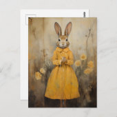 黄色いドレスを着たウサギ ポストカード (正面/裏面)