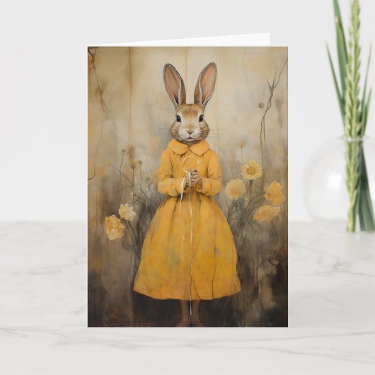黄色いドレスを着た美しいウサギすべての行事 カード (正面)