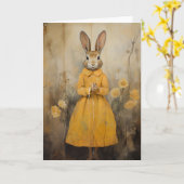 黄色いドレスを着た美しいウサギすべての行事 カード (黄色い花)