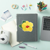 黄色いハイビスカスの花のステッカー シール (iPadカバー)