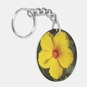 黄色いハイビスカスの花 キーホルダー