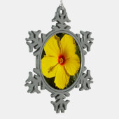 黄色いハイビスカスの花 スノーフレークピューターオーナメント (左)