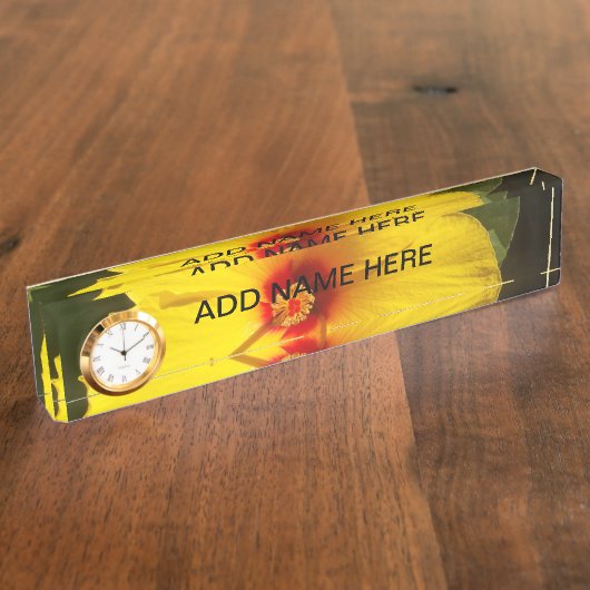 黄色いハイビスカスの花 デスクネームプレート (側面)