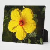 黄色いハイビスカスの花 フォトプラーク (側面)