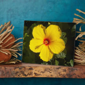 黄色いハイビスカスの花 フォトプラーク (側面)