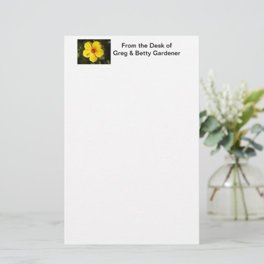 黄色いハイビスカスの花 便箋 (スタンド正面)